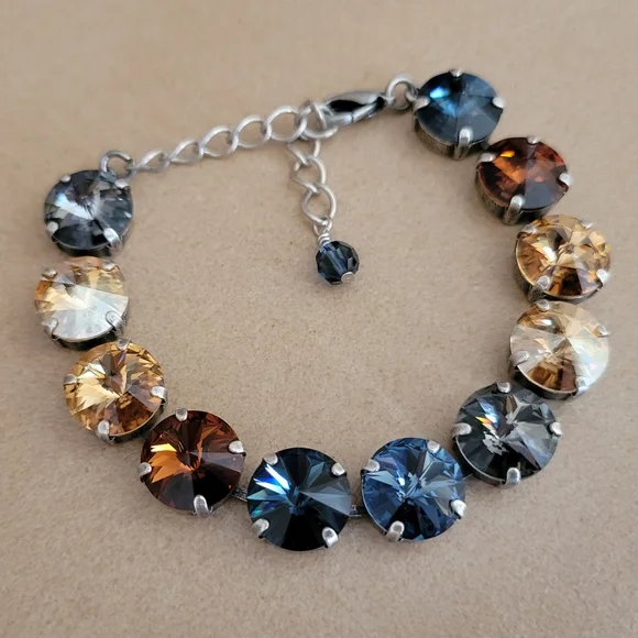 Austrian Crystal Tennis Bracelet in Antique Silver - Picture 4 of 12